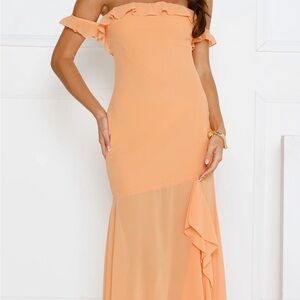 Hello Molly Strapless Orange Dress